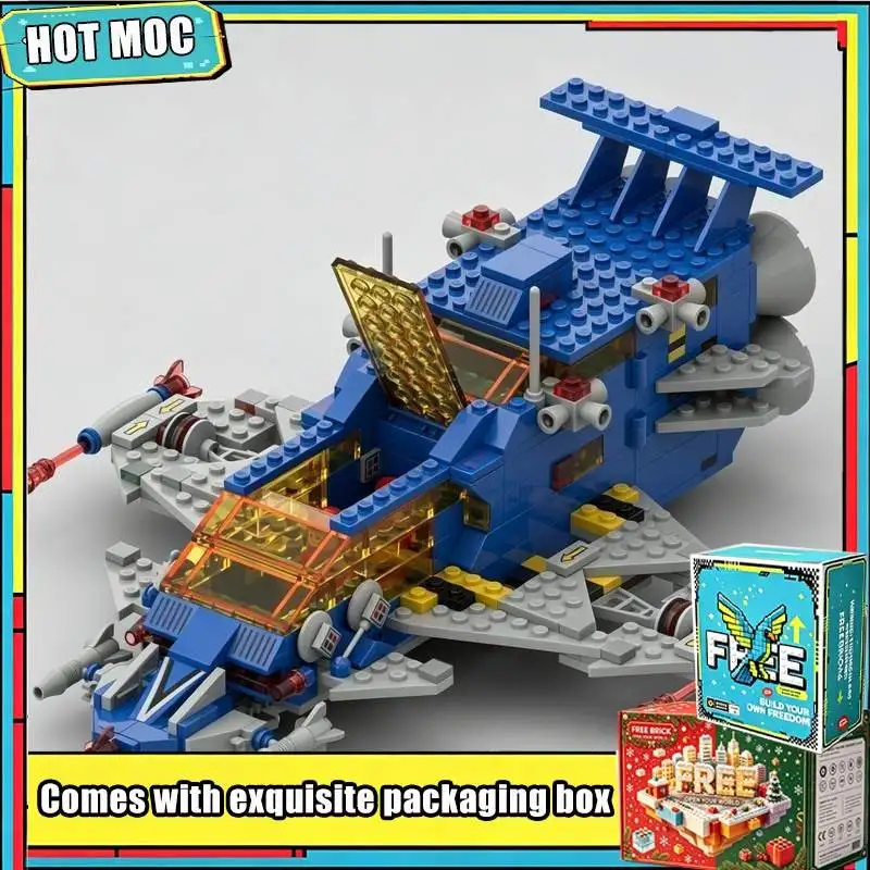 507PCS Blue Space Shuttle Cargo Ship Building Blocks Bricks DIY Assembly Creative Educational Sci-Fi Toy Model Collection Gift