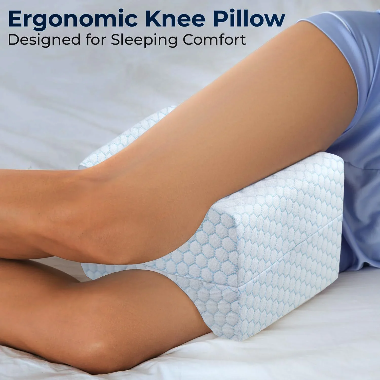

Knee Pillow Side Sleepers with Straps, Soft Foam Leg & Knee Pillow Pain, Back Pain, Knee Support Pillow Latex