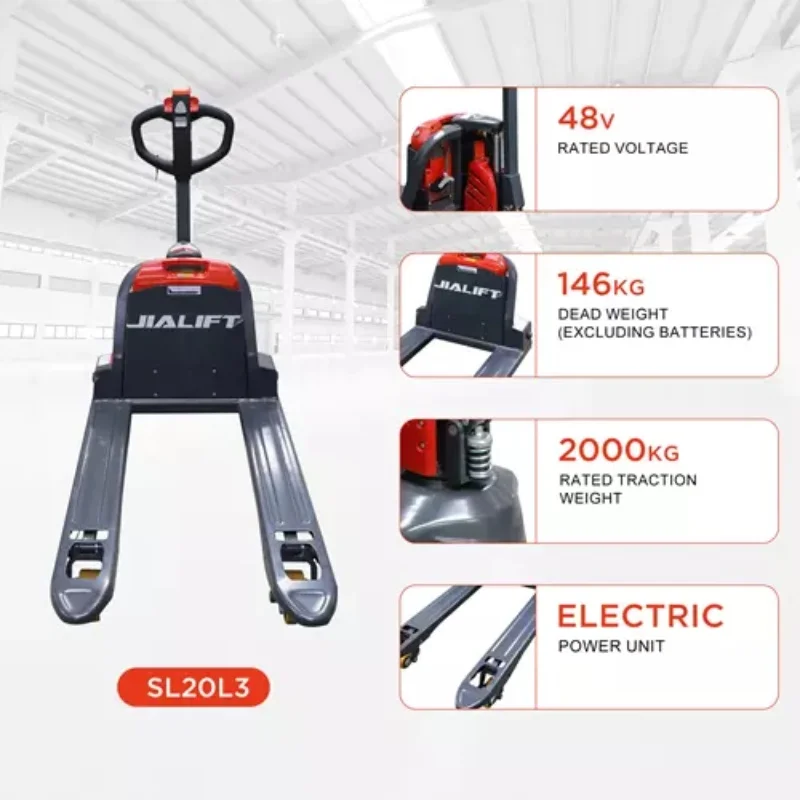 JIALIFT 4400LBS w pełni elektryczna ciężarówka z paletami 48 V bateria litowa 45 "x 27" rozmiar widelca do przechowywania i obsługi w pomieszczeniach