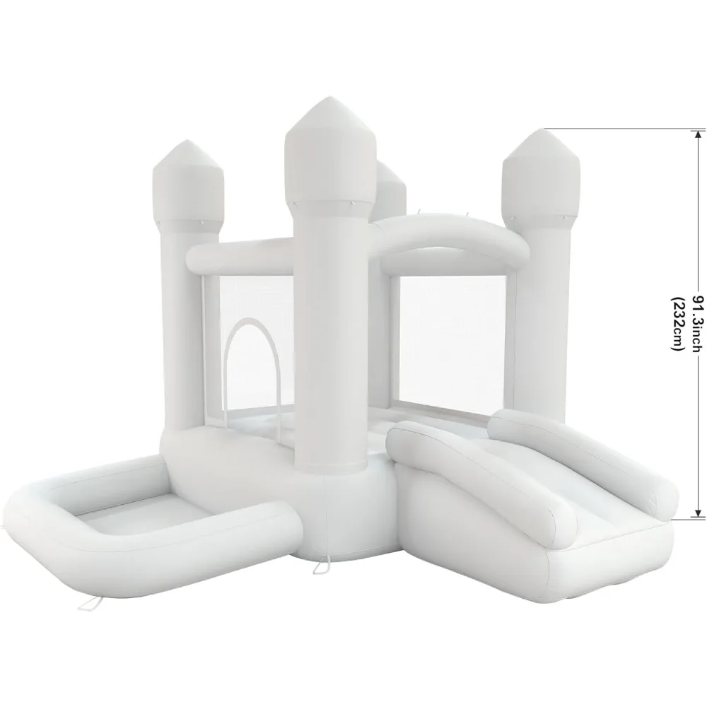 White PVC Inflatable Trampoline Children's Slide Castle Indoor or Outdoor Jumping Games with Birthday Party Backyard Including