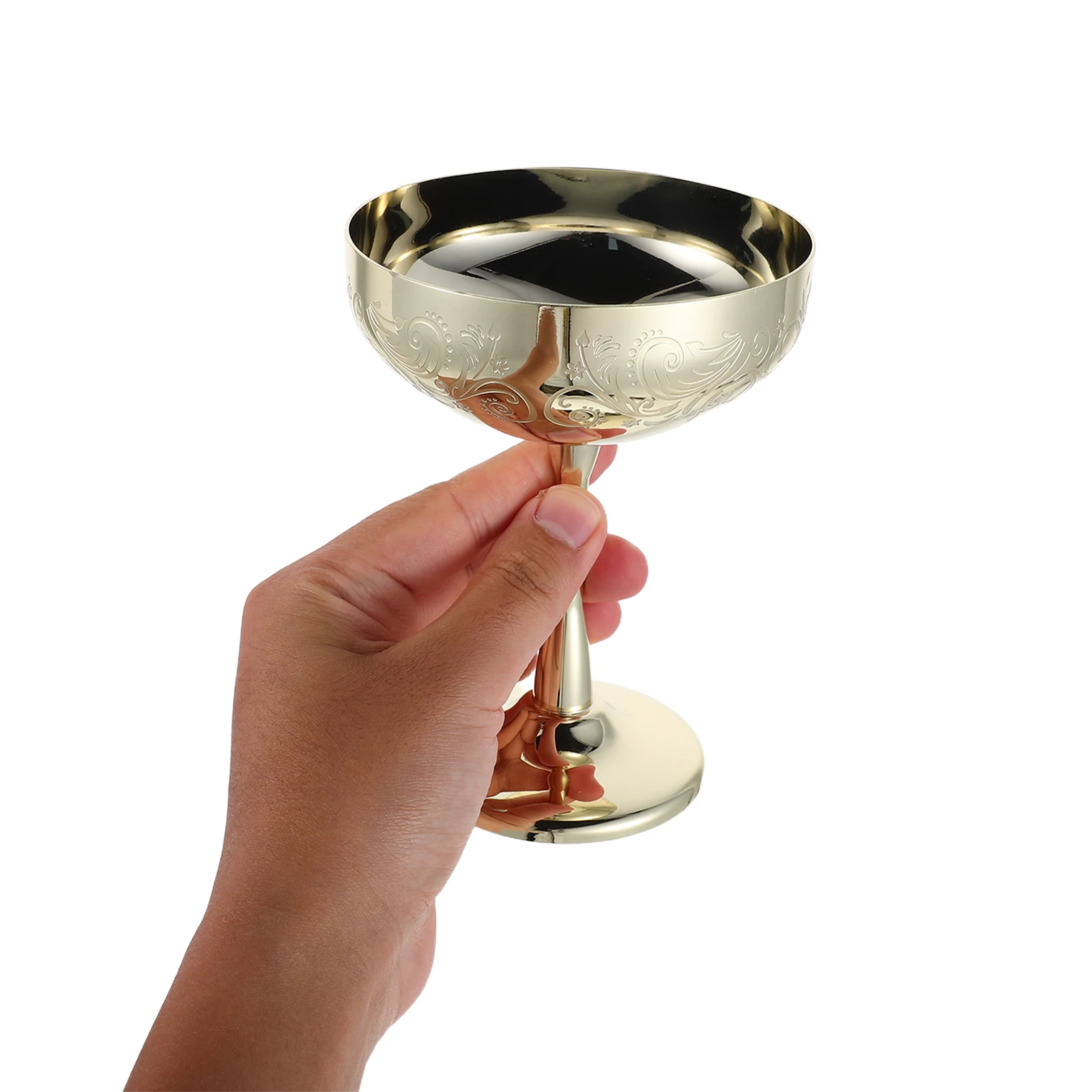 

Stainless Steel Footed Dessert Bowl Carved Wheat Design Ice Cream Goblet For Yogurt Smoothie Trifle Sundae Serving