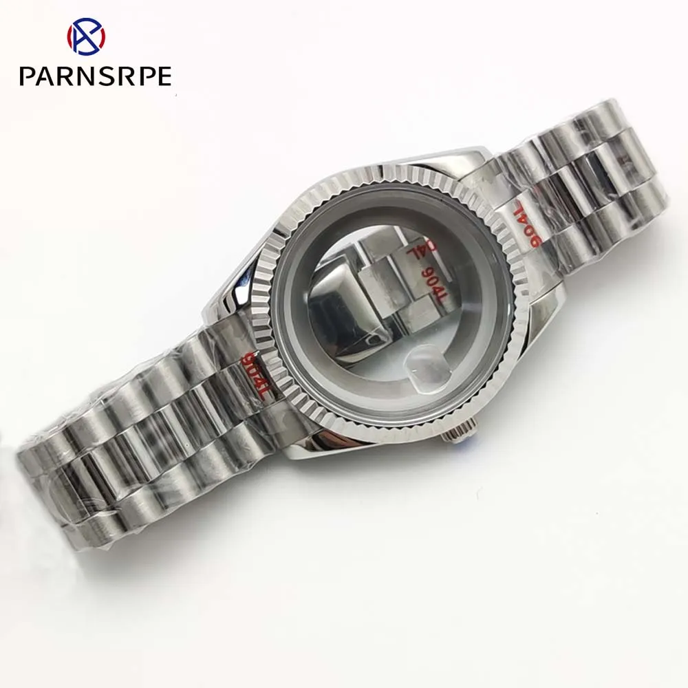 

39MM High-quality water-resistant sapphire crystal case for caliber 8285, transparent glass caseback, stainless steel bracelet