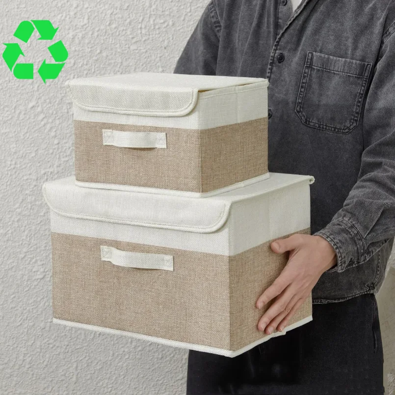 

Eco-Friendly Large-Capacity Linen Fabric Storage Organizer Foldable Clothes Storage Basket for Clothing Underwear Socks Baby Toy