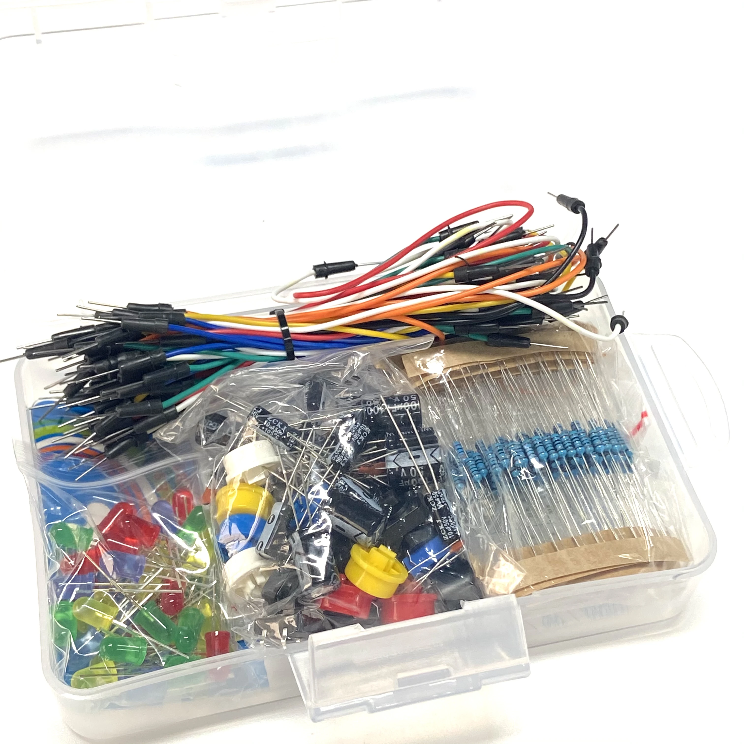 R3 Kit 400 Hole Breadboard Electrolytic LED Resistor LED Capacitor Bridge Breadboard Kit with Box