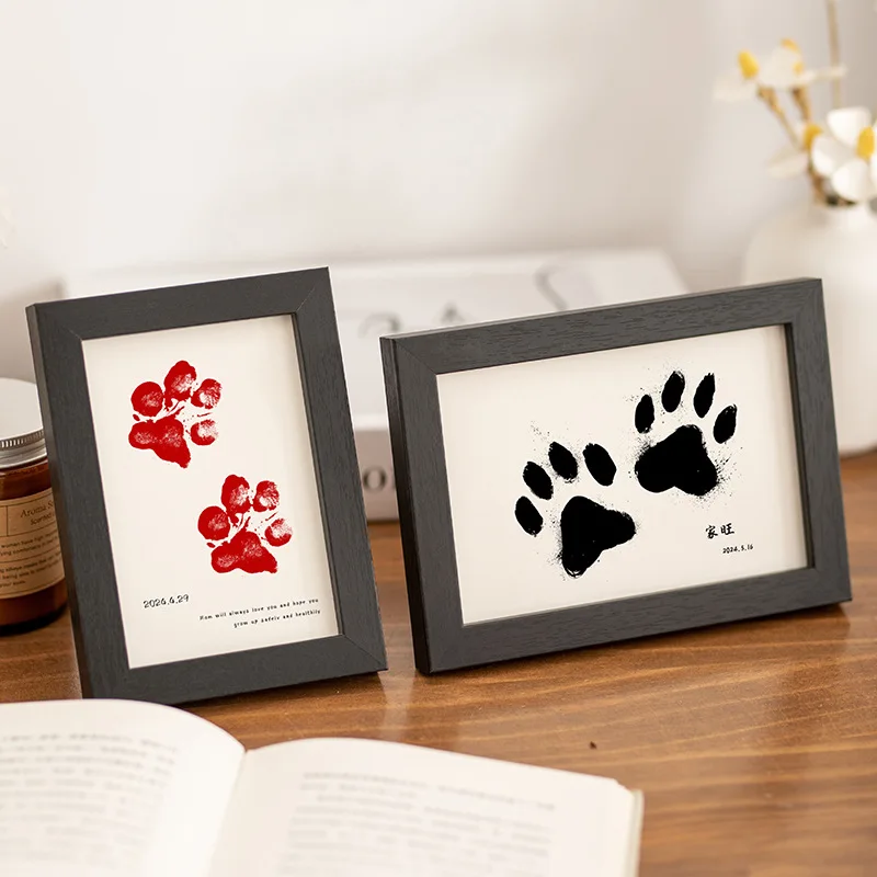 

Handcrafted Wooden Keepsake Frame for Pet Paw Print & Baby Handprint - Memorial Photo Frame Pet and Infant Memory Display