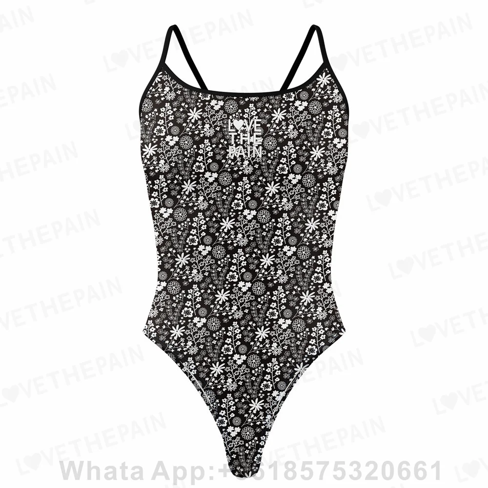 Love The Pain Race Swimsuit Women Swimwear Sexy One Piece Swimsuit Beach Wear Bathing Suit Monokini Push Up Training Swimsuit