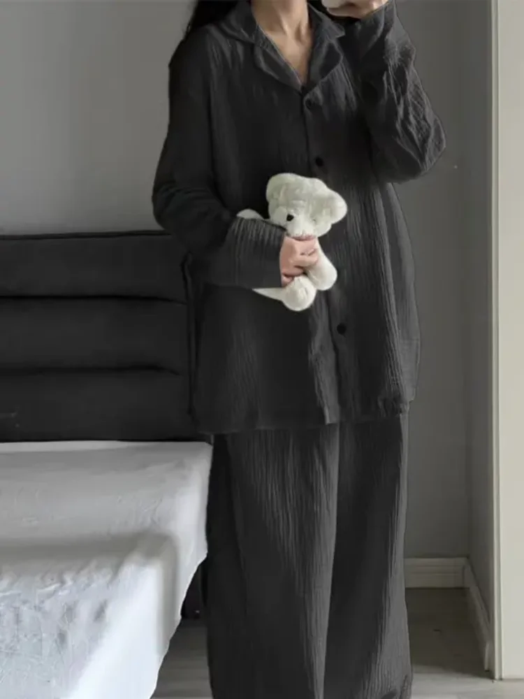 Pigiama semplice in tinta unita per ragazza piccante in stile americano set primavera/autunno set di abiti da casa per ragazza piccante in stile giapponese stile Harajuku