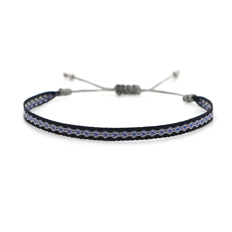 WOOZU Handmade Cotton Rope Bracelets For Women Men 925 Tibetan Silver Bangle Adjustable 3ps/set Charming Friendship Lover Gift