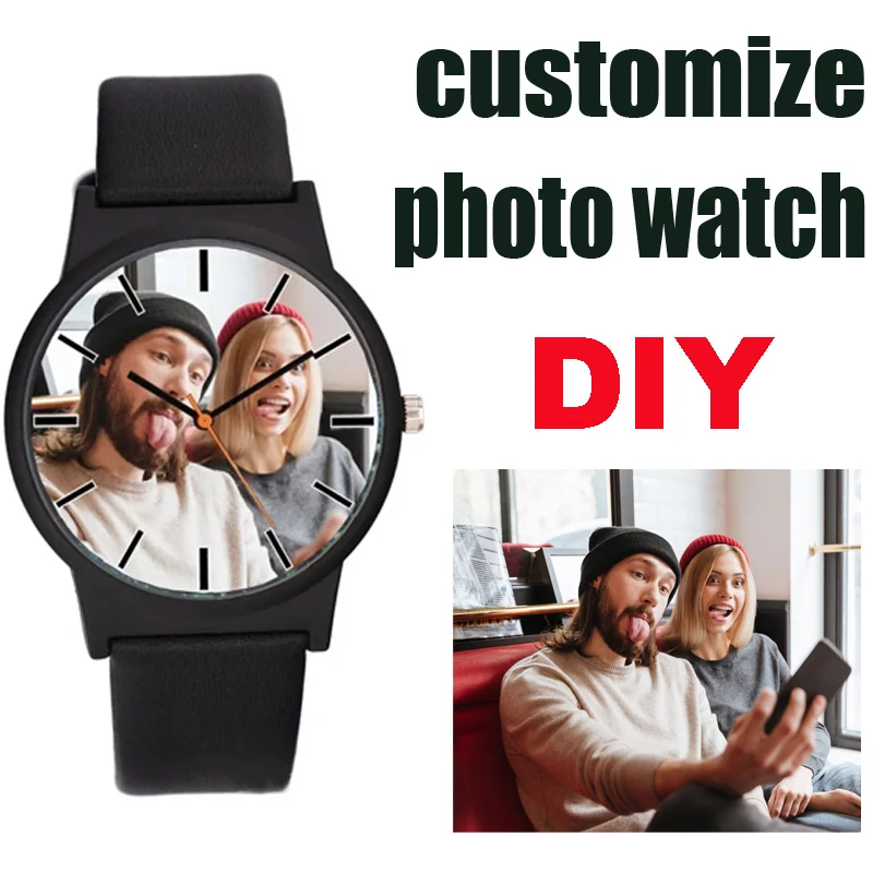 ساعة صور مخصصة صمم شعار العلامة التجارية الخاصة بك طباعة الصور على مدار الساعة كاجوال هدية العيد انخفاض الشحن ساعة شخصية للجنسين