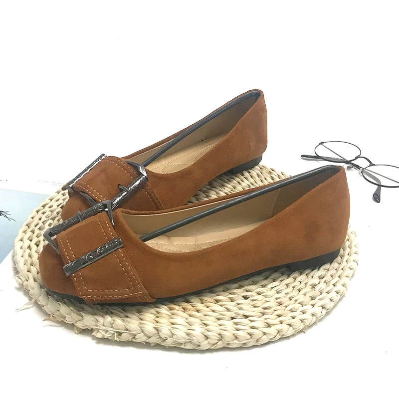 Scarpe da donna tacchi piatti appartamenti neri per donna Dressy Comfort Large Size 44 45 46 Square Head Tan Flats for Ladies 2022 Summer