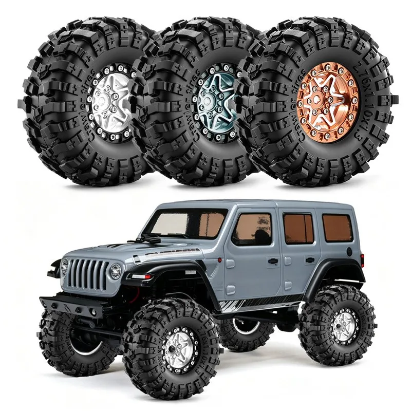 1.3'' Aluminium RC Crawler Beadlock Wheels Rims Tires Set for Axial SCX24 1/18 TRX4M Upgrade Parts