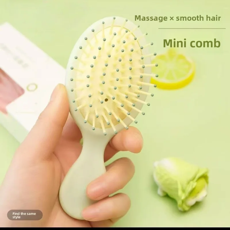 미니 마카롱 에어 쿠션 헤어 브러시 컴팩트 휴대용 여행 친화적 마사지 빗 가정용 살롱 스타일링