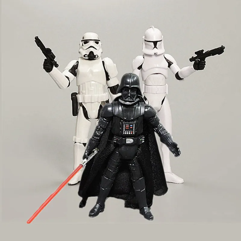 10cm Star Wars Anime Black Knight White Soldier Human cloning Movable Action Figure Collectible Handmade Model Toy Figures gifts