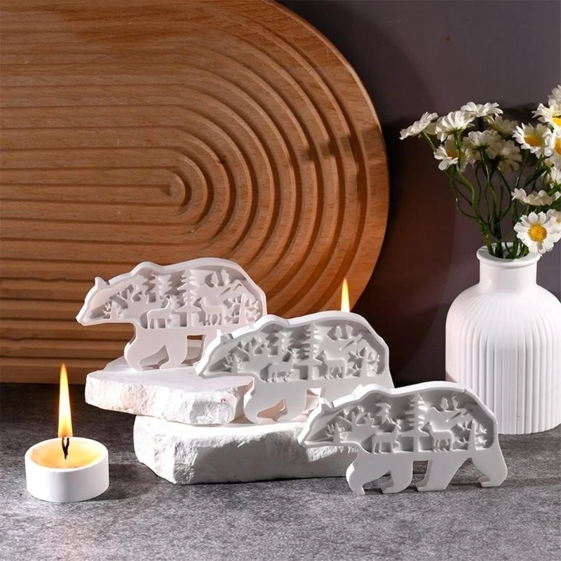 

652F Multipurpose Flexible Silicone Mould for Polars Bear Holders Portable for Craft Supplies and Festive Decorations