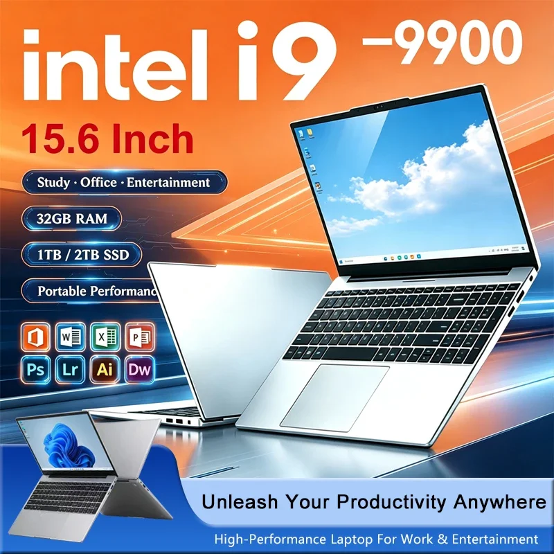 New 15.6' Laptop Intel Core I9-9900 32GB 2TB Gaming PC Ultra Slim Office Study Computer PC Windows 11 Pro 1920*1080