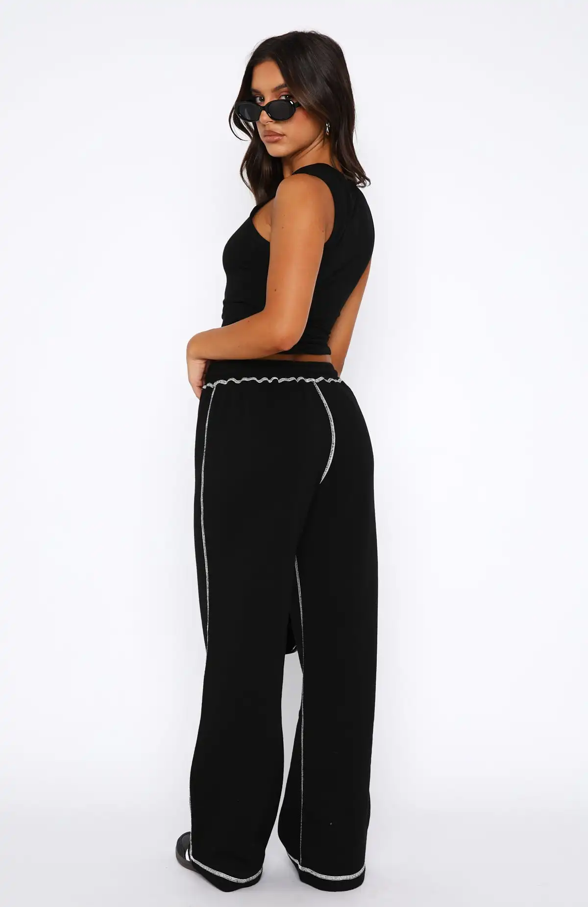 Women'S High-Waisted Trousers With Line Patterns Slim-Fit Trousers  Spring and Autumn Casual Sports Casual Trousers