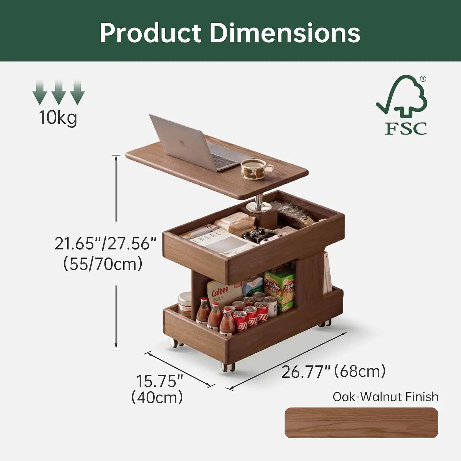 Small Lift Top Coffee Table with Wheels & Storage, Solid Wood Rotating Tabletop for Small Spaces No Assembly, Customized