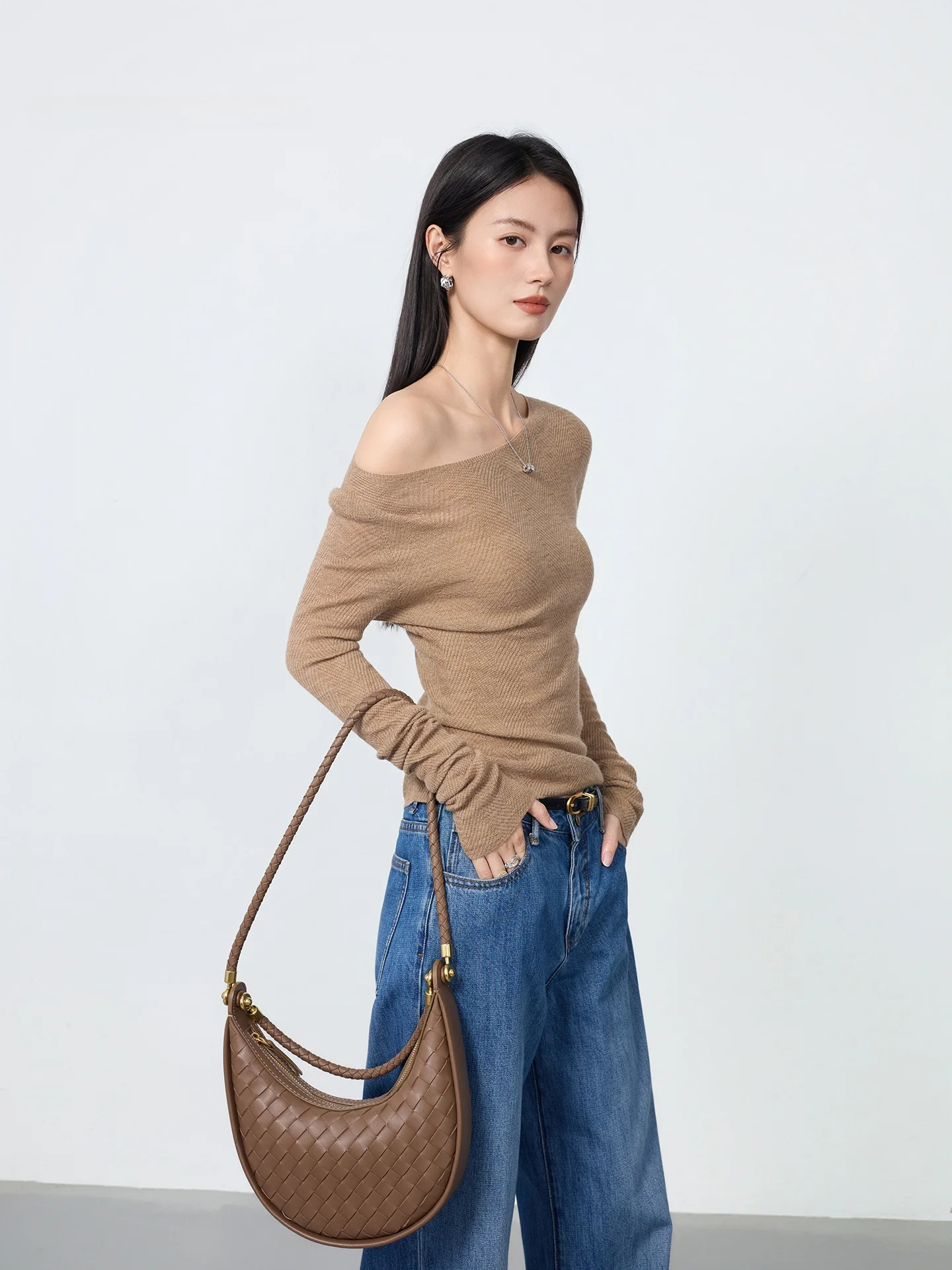 

Вязаный шерстяной свитер Moprobably, однотонный, с круглым вырезом, пуловер, базовый топ, с длинными рукавами, стандартный крой.