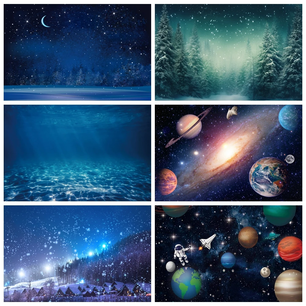 Night Sky Star sfondo Starry Space Photo Photography Background bambini Boy Birthday Party Decoration Banner Photo Studio