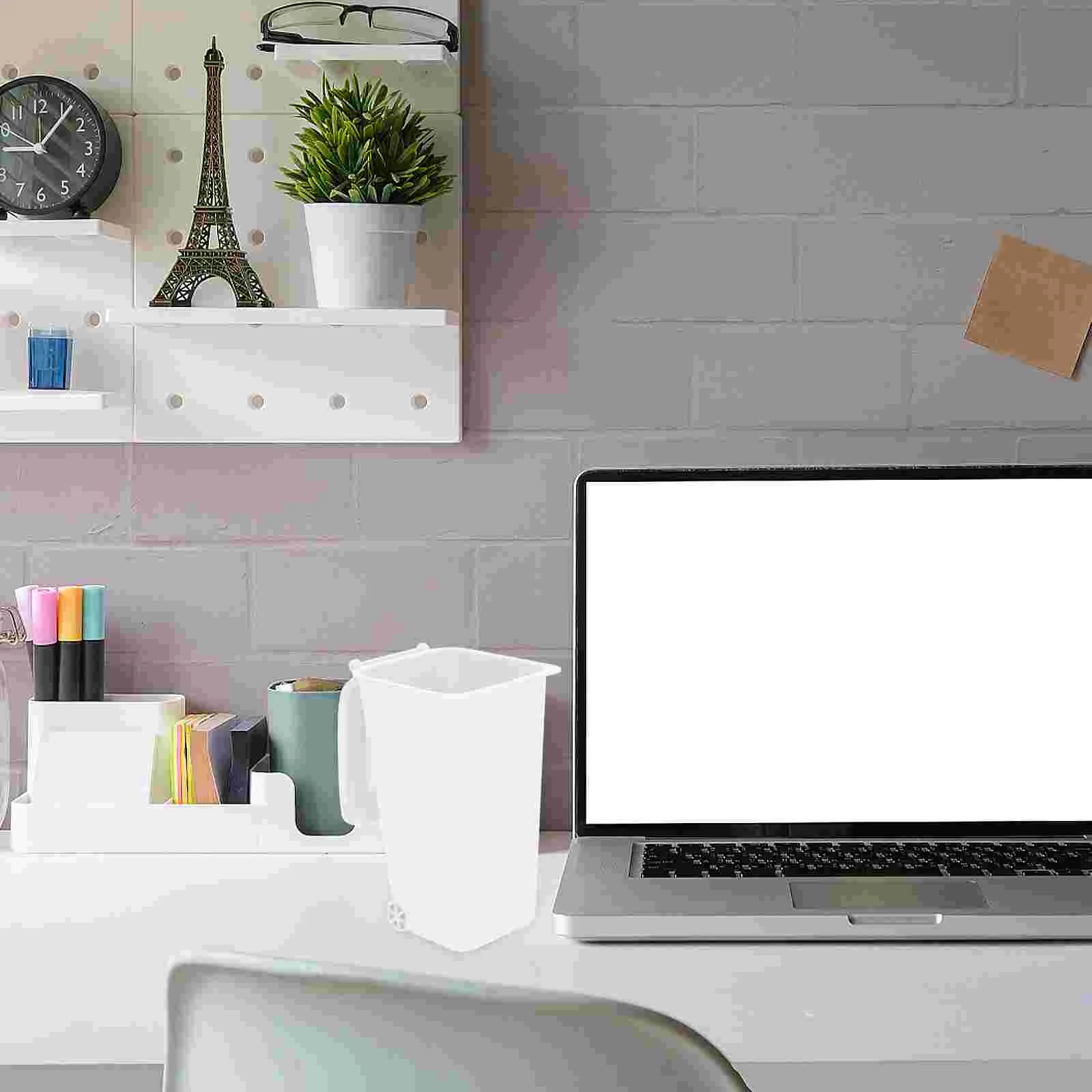 Storage Baskets Trash Can Pen Holder Trashcan with Lid Desk Office Small Garbage