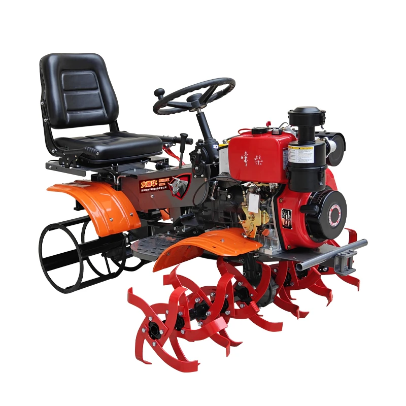 

Customizable sitting tiller four drive micro tiller