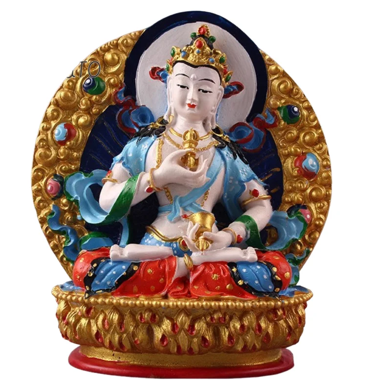 Tibetan Esoteric Buddhism Vajrasattva Resin Painted Buddha Figurine Home Shrine Desktop Worship Decor Craft