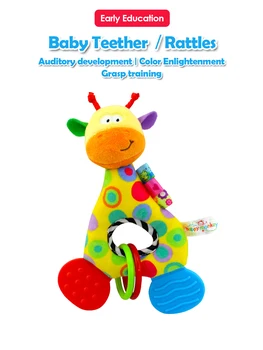 خشخيشات قطيفة ناعمة للأطفال ، دمية محشوة لطيفة للأطفال ، ألعاب تسنين حسية لحديثي الولادة ، حيوانات وغزلان ، 1 *