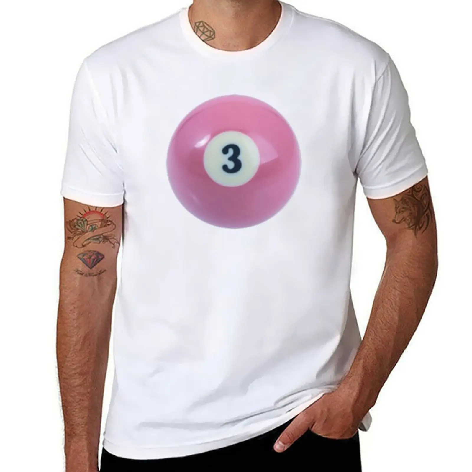 number 3 solid pink billiard ball T-Shirt vintage anime shirt Short sleeve tee cheap stuff shirts graphic cotton t shirt men