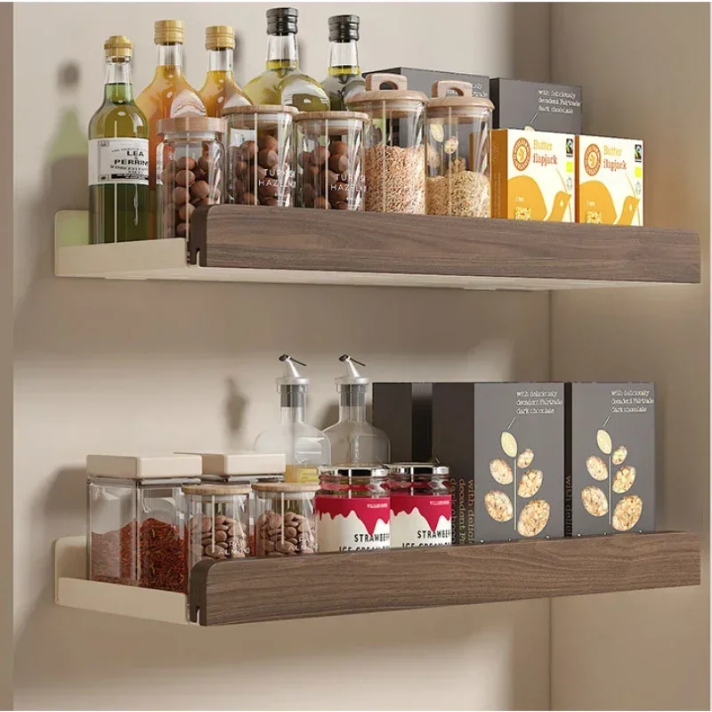

Walnut Cream Bathroom Storage Shelf, Storage Holders Racks, Wall-Mounted Punch, Light Luxury Living Room Shelves, No Punch