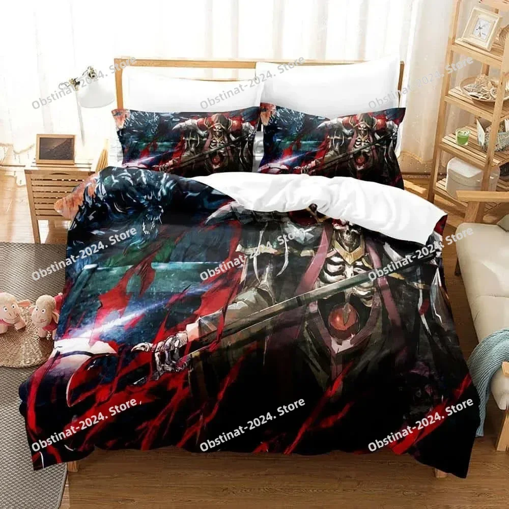 موضة أفرلورد طقم سرير واحد التوأم كامل الملكة الملك الحجم طقم سرير الكبار طفل غرفة نوم حاف طقم أغطية ثلاثية الأبعاد طباعة الهيكل العظمي أنيمي #3