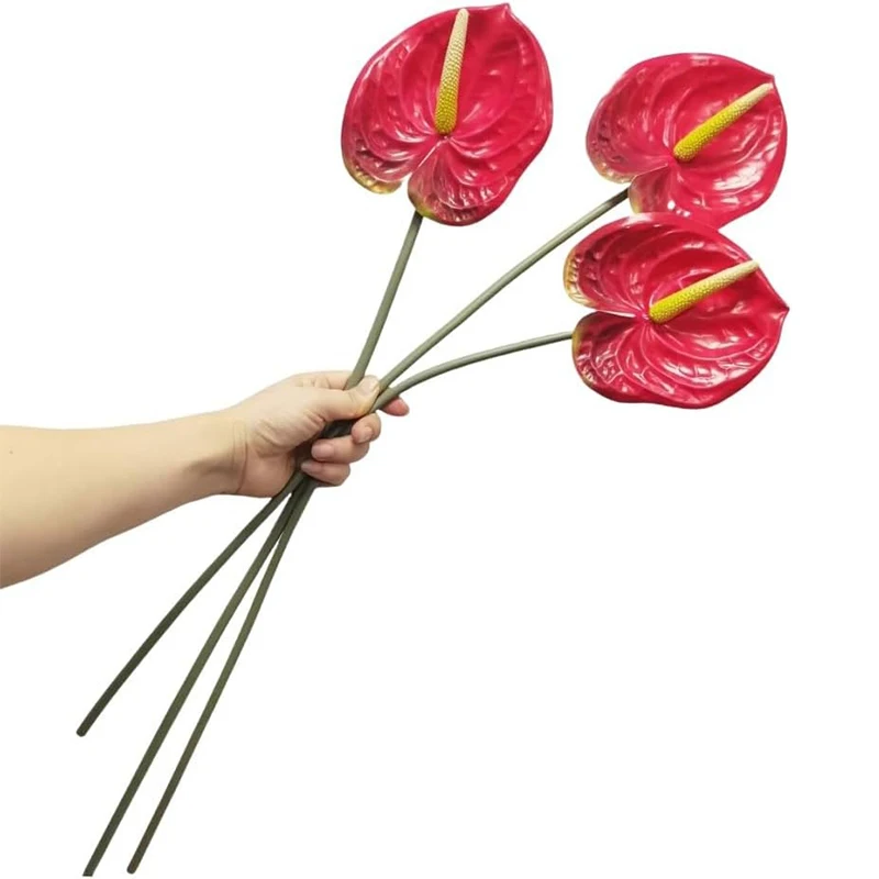 Ramos de flores de anturio de palma Artificial de PU, 2/4 Uds., para centros de mesa, decoración nupcial para boda, accesorios de decoración del hogar