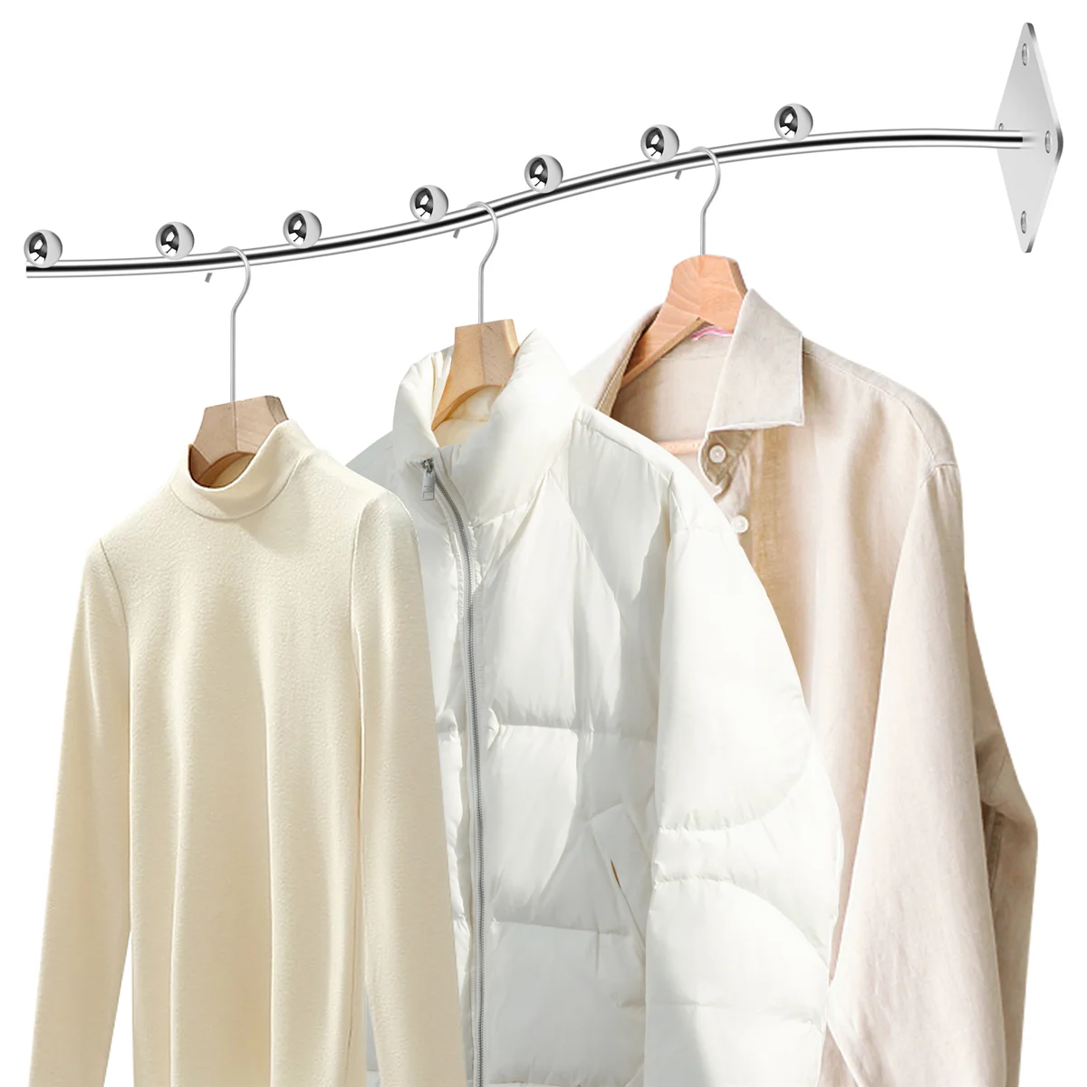 Wall Mounted Waved Cachoeira Hanger Rack, Garment Display ganchos, 7 grânulos