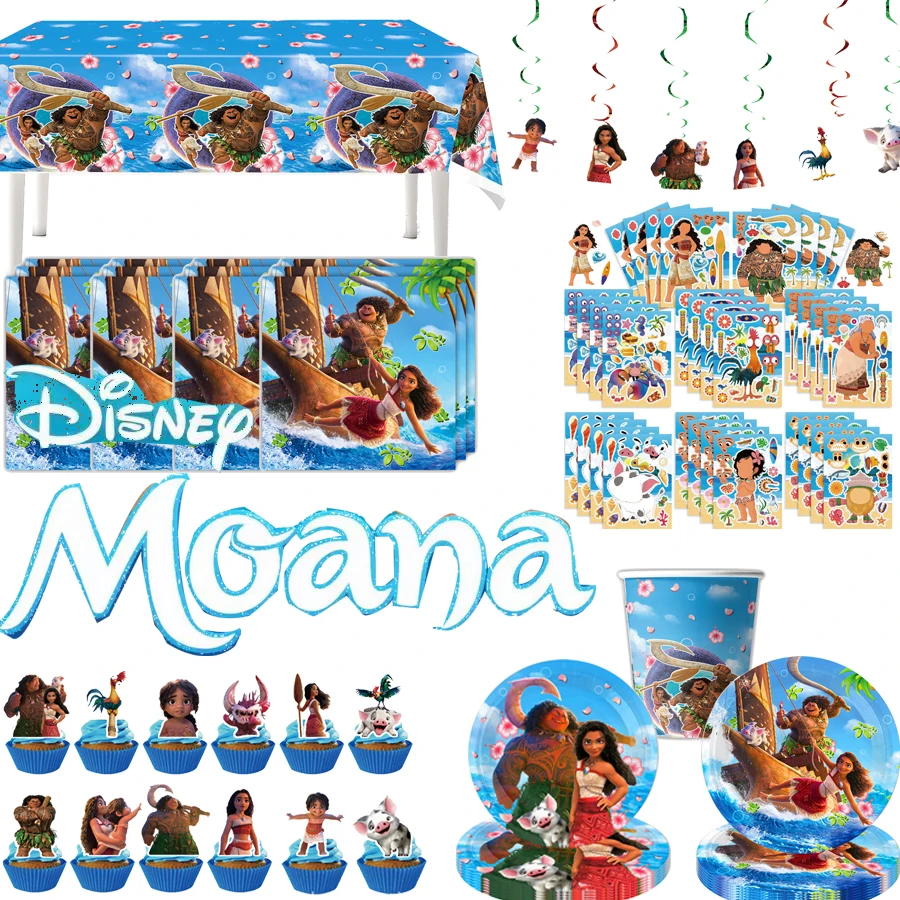 

Disney Moana Birthday Party Favors Supplies Gift Tattoo Stickers DIY Notebook Suitcase Silicone Bracelet Kids Party Decorations