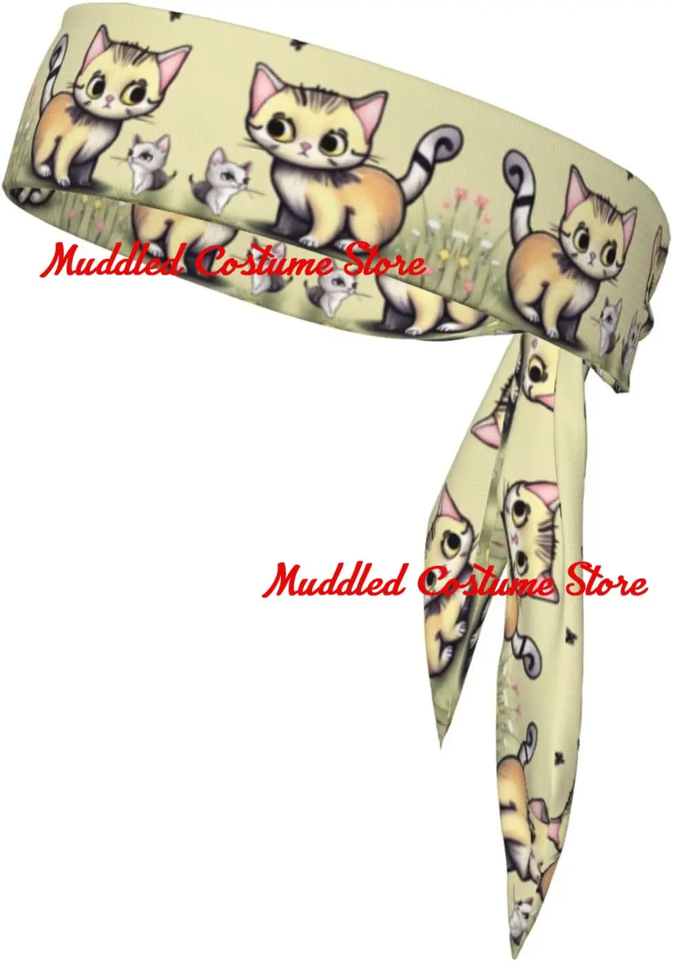 

Спортивная повязка на голову с принтом кота и бабочки, подходящая для баскетбола, тенниса, фитнеса, езды на велосипеде, многофункциональная спортивная лента