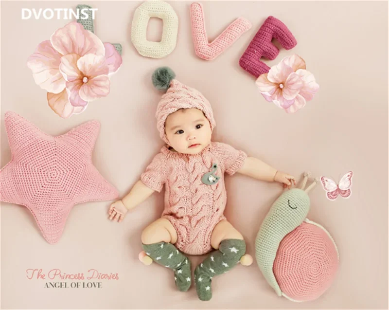 Newborn Photography Props for Baby Photo Shooting Cute Handmade Animals Outfit Hat Backdrop Set for Infant Studio Photoshoot