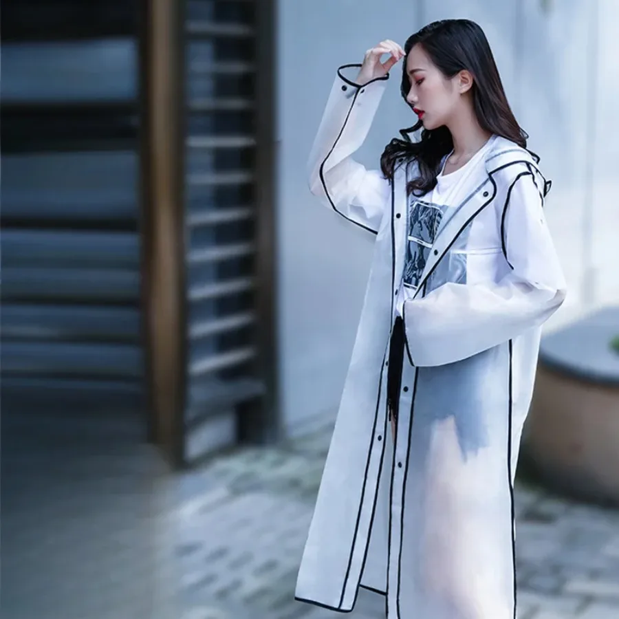 

Модный женский прозрачный плащ из ЭВА, мужской дорожный водонепроницаемый дождевик, пончо для взрослых, уличный дождевик, длинный плащ