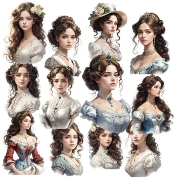 Aufkleber Aquarell Victoria weißen Rock Mädchen Aufkleber DIY Sammelalbum Tagebuch Projekt Dekoration Vintage Scrap booking stationär
