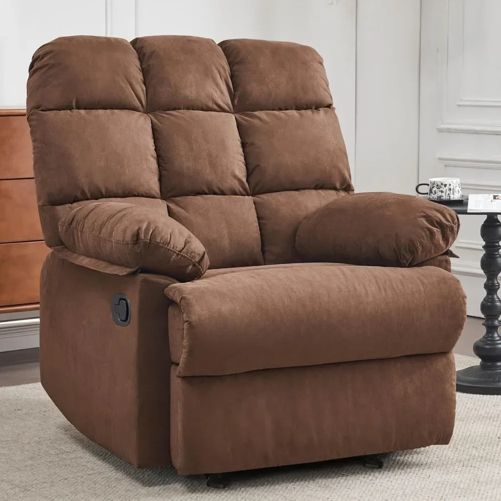 

Rocker Recliner Chair for Adults, Overstuffed Large Manual Rocking Recliner, Upholstered Soft Fabric Living Room Reclining Sofa