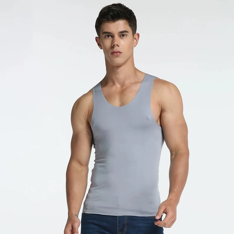 Summer Cool Men Vest Tank Tops Underwear Ice Silk Seamless Mens Undershirt Male Bodybuilding Fitness Sleeveless T-shirt Singlets