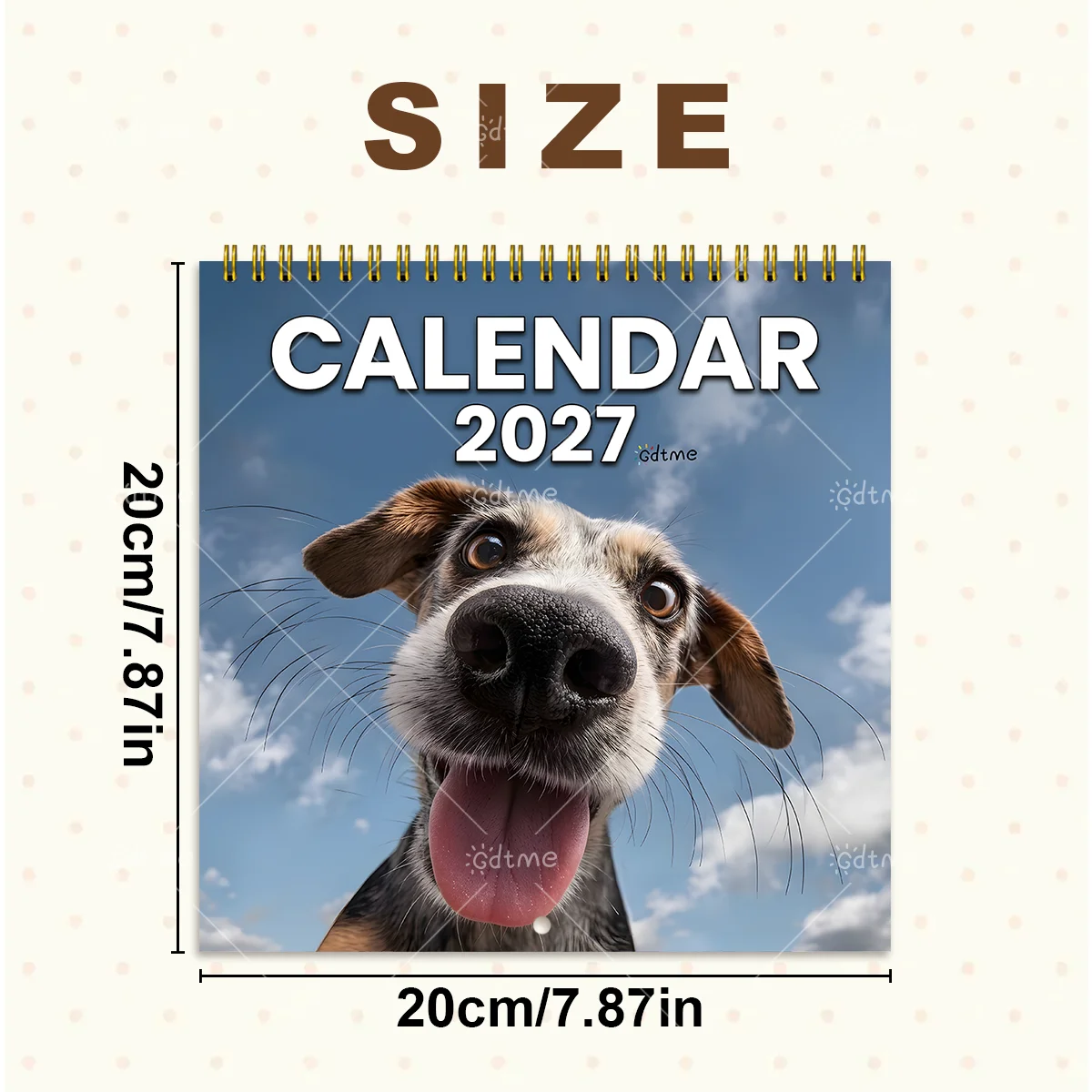 2027 Dog Wall Calendar, Funny Close-up Puppy Portrait Scenery, Spiral Bound Monthly Pet Home Decor Hanging Calendar