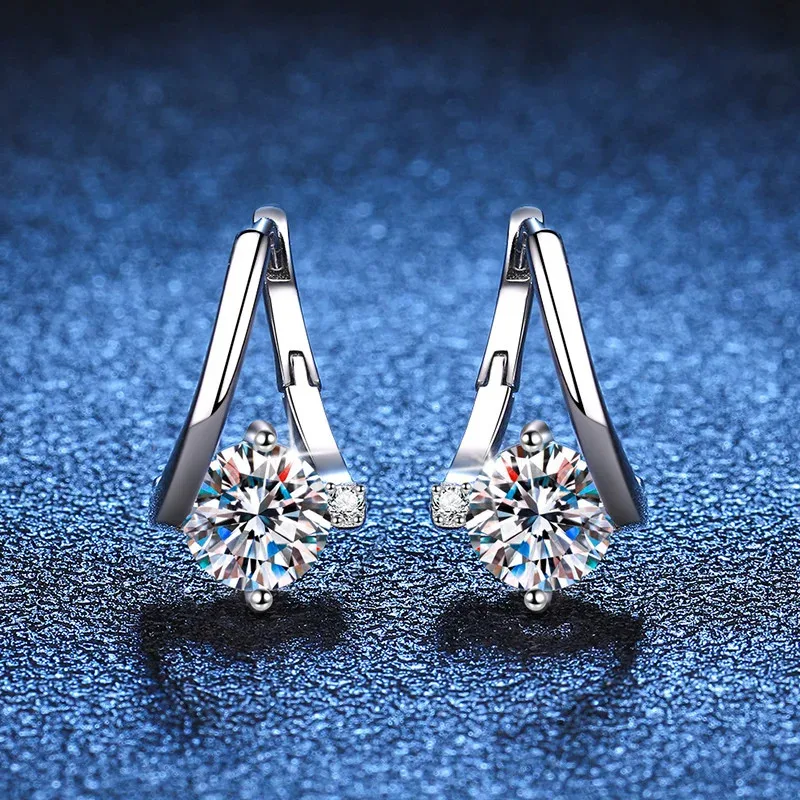 

1 Carat Moissanite Earrings For Women 925 Sterling Silver Ear Stud Hoops Diamond Engagement Wedding Fine Jewelry Wholesale