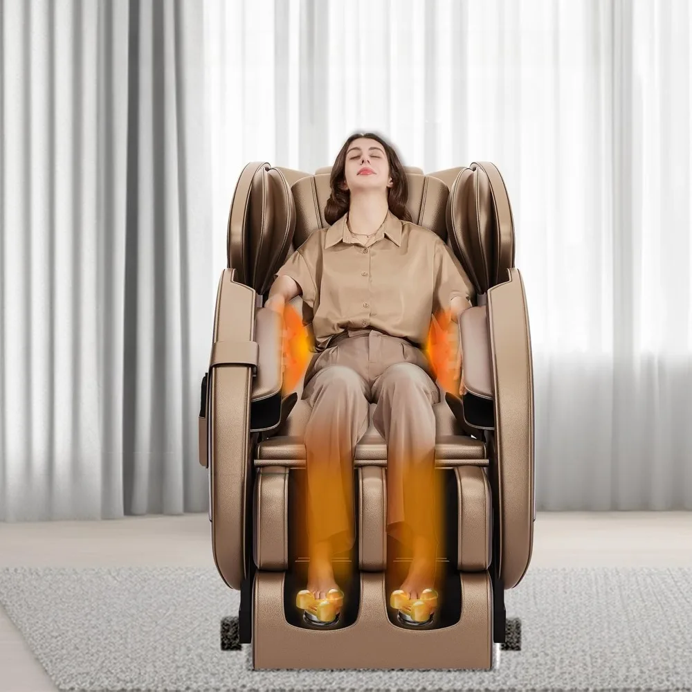 

Massage chair, calf and lumbar heated massage chair recliner, 6 automatic manual modes, zero gravity acupressure chair massage
