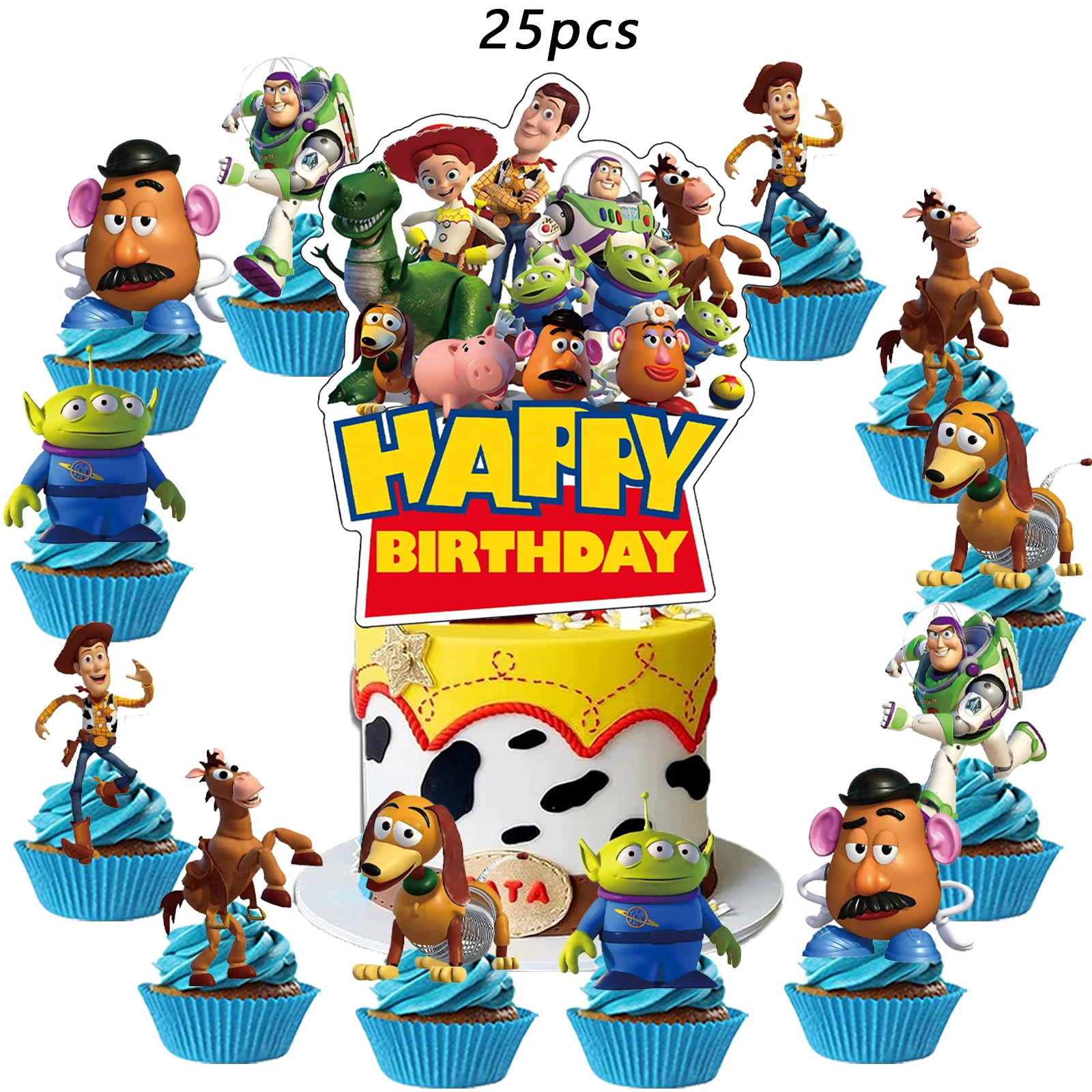 25 décorations de gâteau Toy Story, décorations de cupcakes, décorations d'anniversaire Toy Story, fournitures pour fête à thème Toy Story, décorations d'anniversaire Toy Story