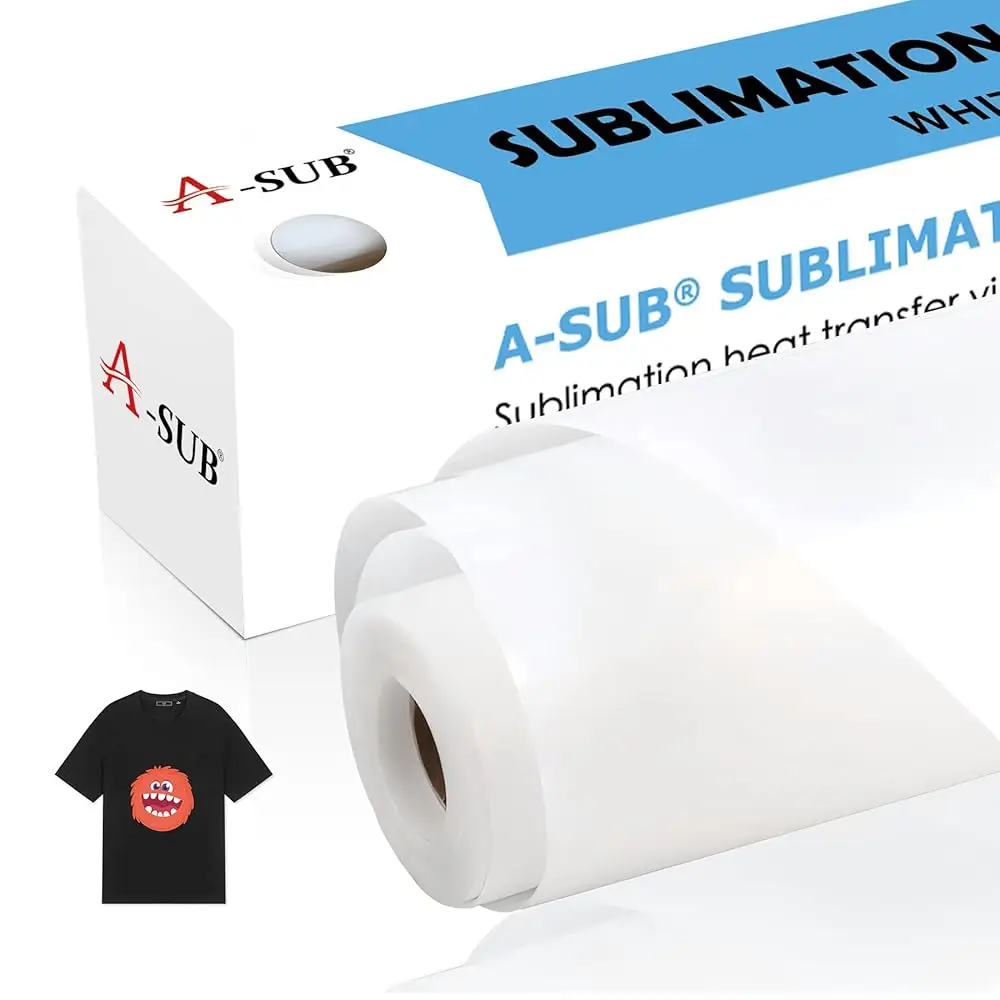 

Sublimation HTV for Dark and Light Fabric, 12\ X 10FT Matte Sublimation Vinyl, White HTV Vinyl for Sublimation on Cotton Fab