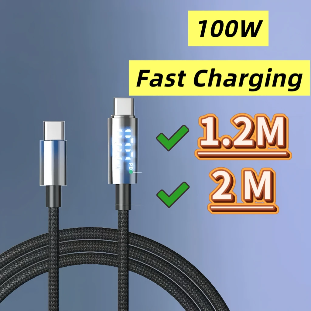 

100 Вт PD Кабель для быстрой зарядки типа C к типу C Кабель дисплея USB C для Xiaomi POCO Realme Macbook iPad