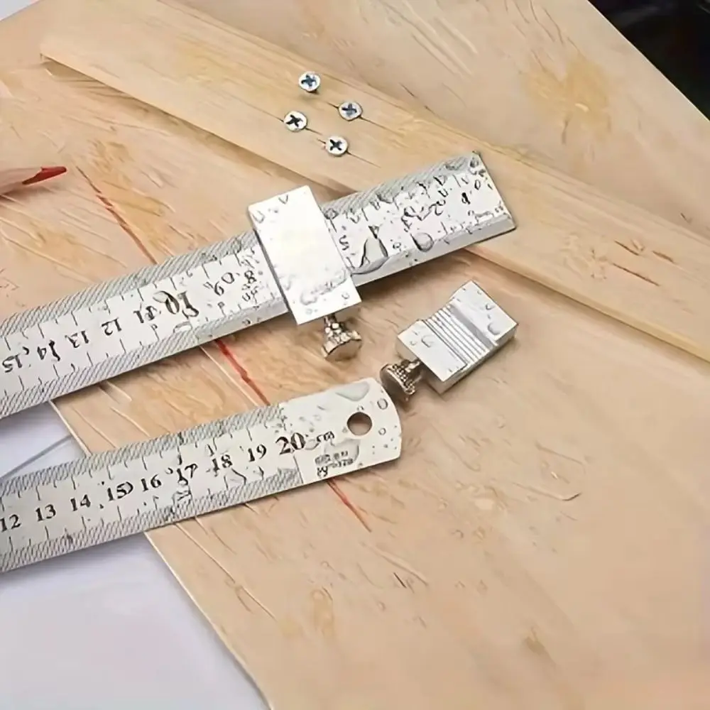 Metal Carpenter Woodworking Steel Ruler Corrosion Resistant Clear Scale Positioning Woodworking Square Precise Ruler Block