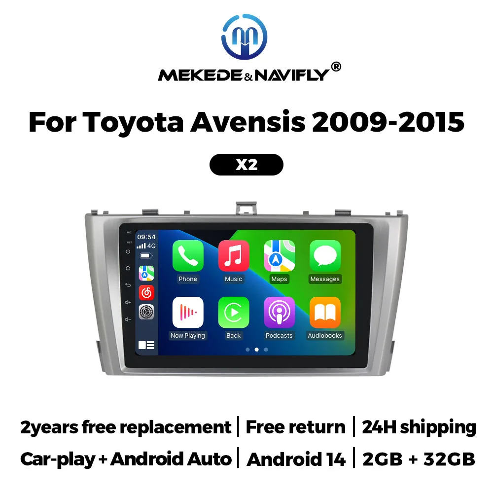 Android 14 Car radio For Toyota Avensis 2002-2008 Multimedia Player car intelligent system GPS BT Wireless Carplay Android Auto