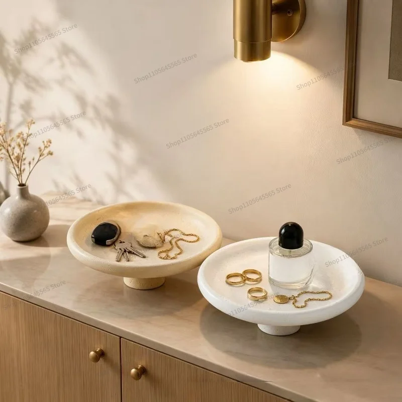 For Cave Stone High Foot Decorative Fruit Tray, Entrance Storage Tray