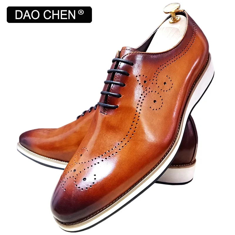 Luxury Brand Men's Leather Shoes Black Brown Lace up Casual Dress Mens Shoes Comfortable Sports Outdoor Daily shoes men