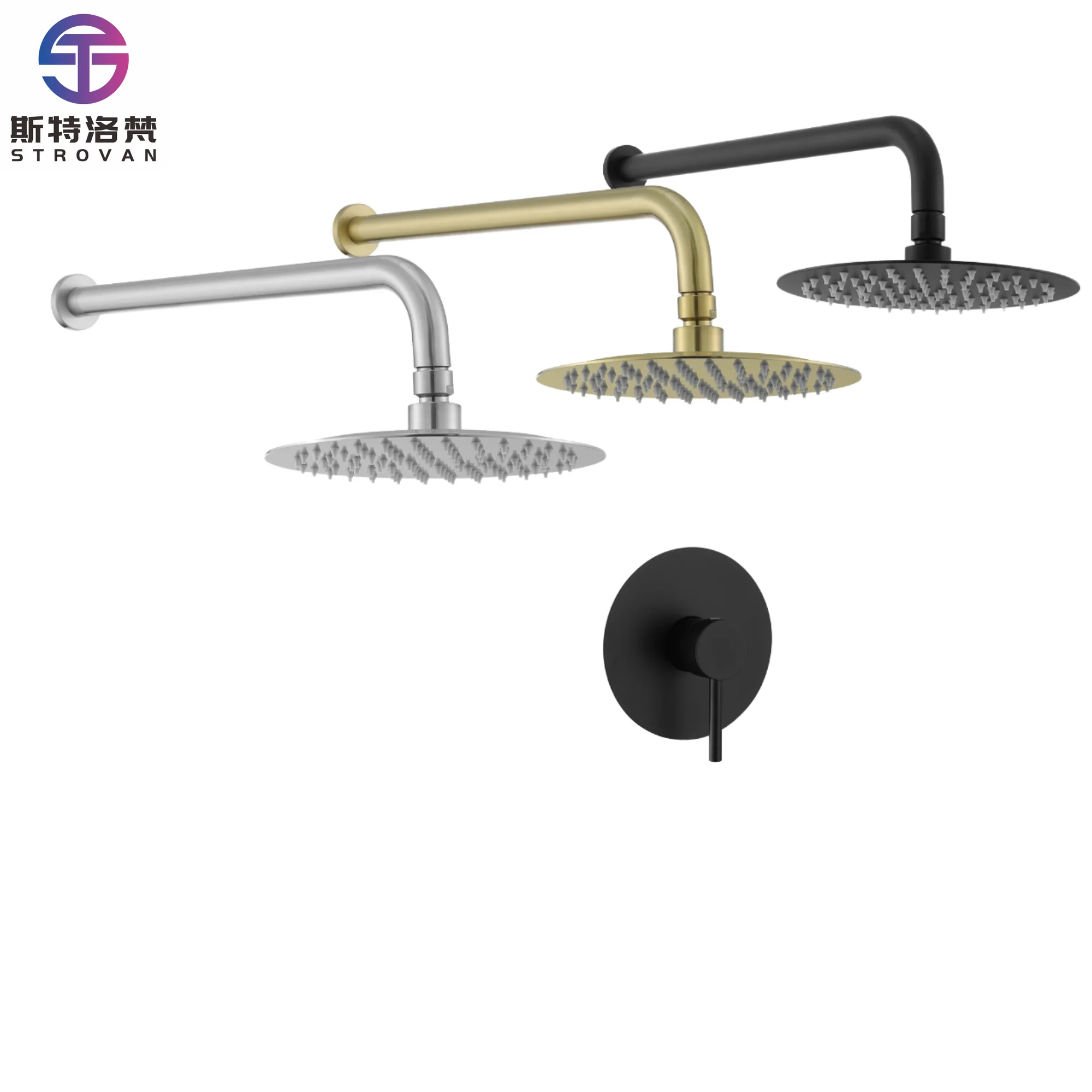 

Wall Mounted Single-Handle Brass Bathroom Rainfall Shower System Concealed Metered Faucets Stainless Steel Hand Showers Combo